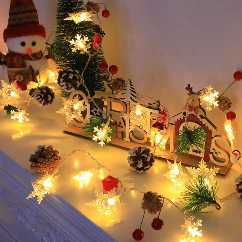 Hot SV-20 Leds Snowflake String Fairy Lights Battery Powered Christmas Tree Holiday Garland New Year Bedroom DecorationM251115