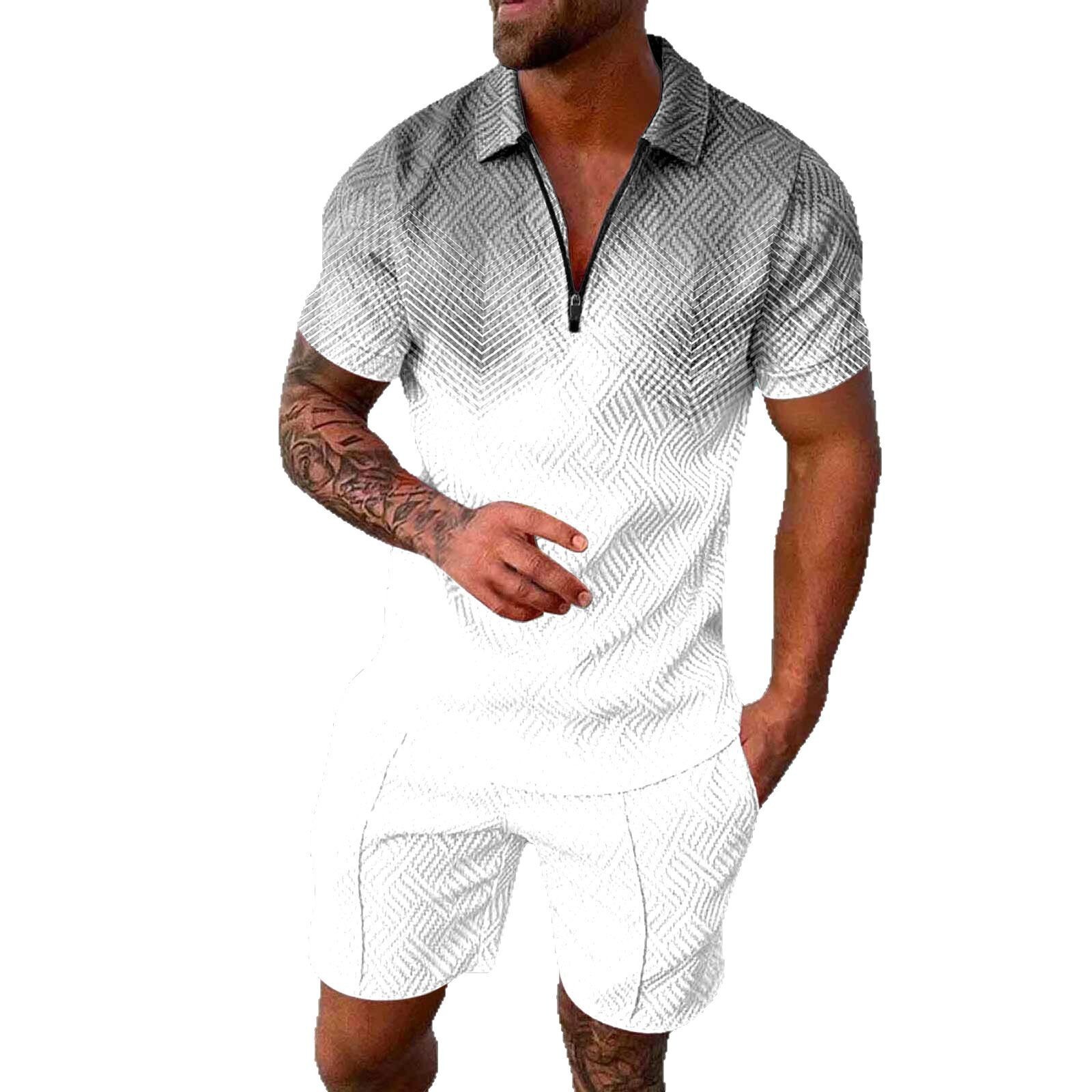 Hot selling summer POLO short sleeved shorts two-piece sports and casual men's set