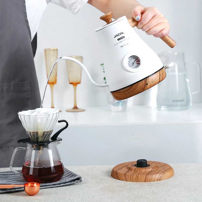 110V/220V Retro Electric Kettle 10L Gooseneck Slender Mouth Teapot Hand Brew Coffee Pot Quick Heating Kettle with Thermometer Y251114