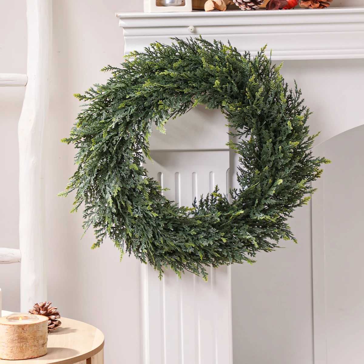 SIA FLOWER Cedar Artificial Flower Ring PE Material Cedar Grass Ring Artificial Plants Garden Decor Home DecorM251115