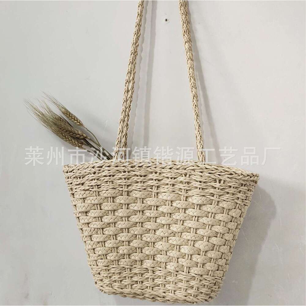 Handmade Beach Bag Grass Casual Woven Literary Shoulder Ins Spring And Summer New Tote Bucket Bag, Portable Women's Bag Kq2