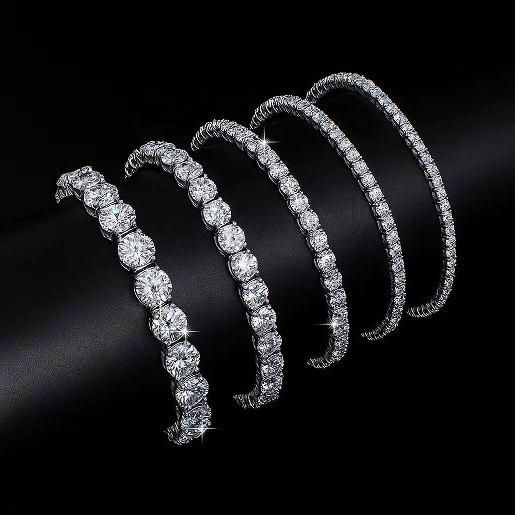 Trendy Moissanite 925 Sterling Silver Tennis Bracelet 3mm 4mm 5mm Moissanite Diamond for Men and Women