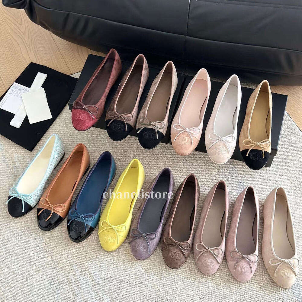 Designer Shoes Paris Brand Designer Black Ballet Flats Shoes Women Quilted Genuine Leather Slip On Ballerina Luxury Round Toe Ladies Dress Shoes HJ2G Slingbacks 012