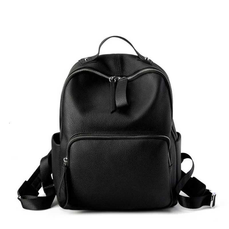 New Top Layer Cowhide Large Capacity Laptop Leather Backpack Double Shoulder Casual School Travel Commuter Womens Bag MochilaW251114