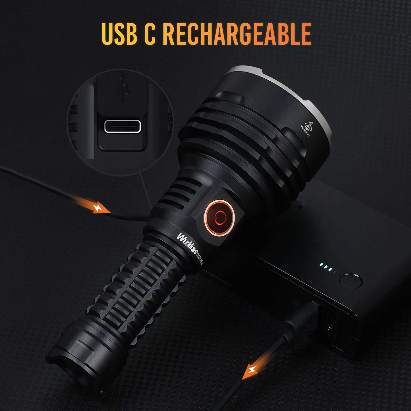 Wurkkos TS30S Pro 21700 Rechargeable Tactical Flashlight LED USB-C 6000Lm Torch MAX 1086M Stainless Bezel Anduril 2 Power Bank Z251115