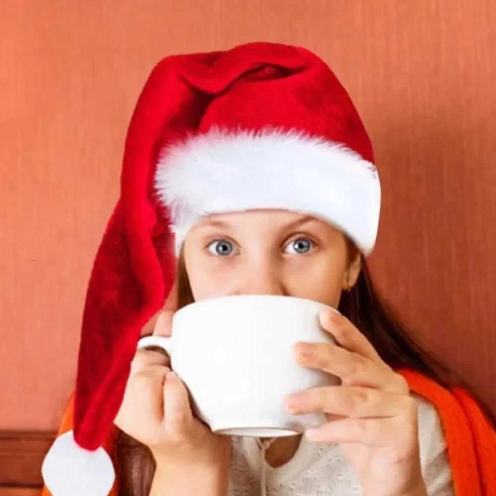 Super Long Christmas Hats Soft Comfortable Velvet Christmas Hat Kids Adult Thickened Santa Claus Caps Christmas Decorations Y251115