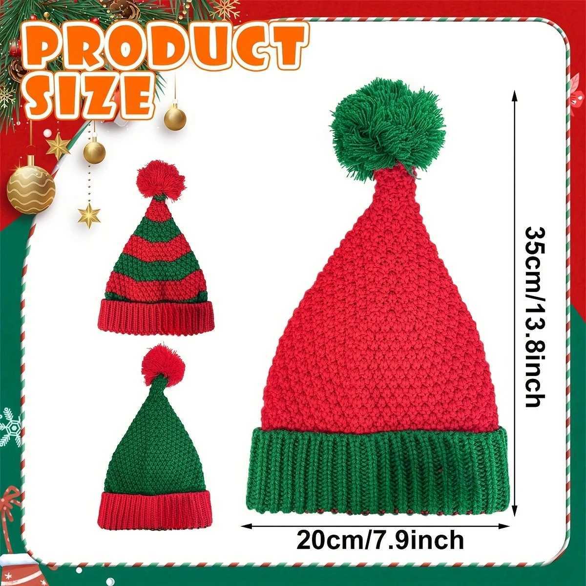 Christmas Hat Contrast Ball Party Cap Suitable for Xmas Parties Activities Knitted Santa Hats Festive Headwear Xmas Party Hat Y251115