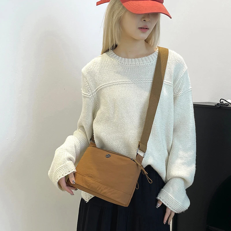 Womens waterproof nylon multi-layer cross body bag womens large capacity handbag wallet womens casual shoulder bag 250410