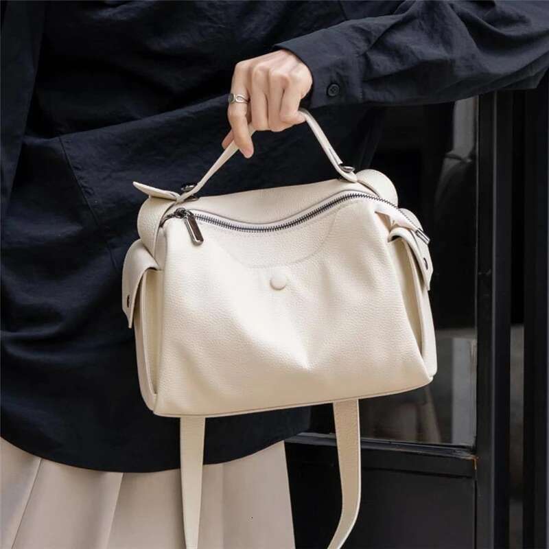 Toptrends Cowhide Genuine Leather Handbags For Women 2025 Designer Top Handle Soft Pillow Ladies Shoulder Crossbody Bags