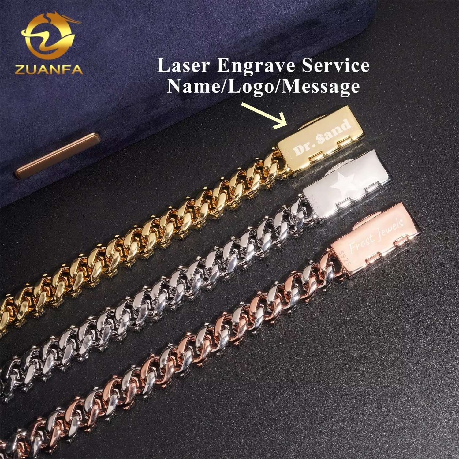 Ready Made Leading Factory Direct Sale 12mm Cuban Link Chain Moissanite 2 Row Prong Chain Pass Diamond Tester GRA Certification