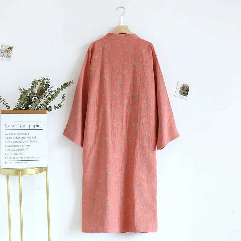 Womens Spring/Summer Cotton Double Sided Jacquard Kimono Robes Women Nightgown Loose Size Comfortable Home Bathrobe C251115