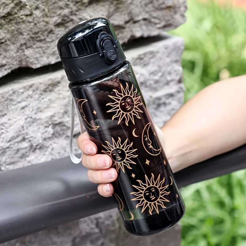 Lightweight Plastic Water Bottle with Daisy Design and Leak Proof Lid - Suitable for Office Home Gym Travel - Reusable CupW251114