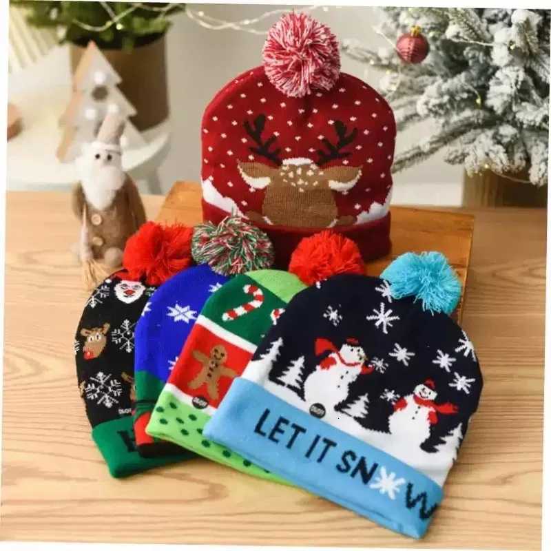 Christmas LED Knit Hat Light-Up Unisex Beanie for Men and Women Perfect for Parties and Gifts Glow-In-The-Dark Holiday Cap Y251115