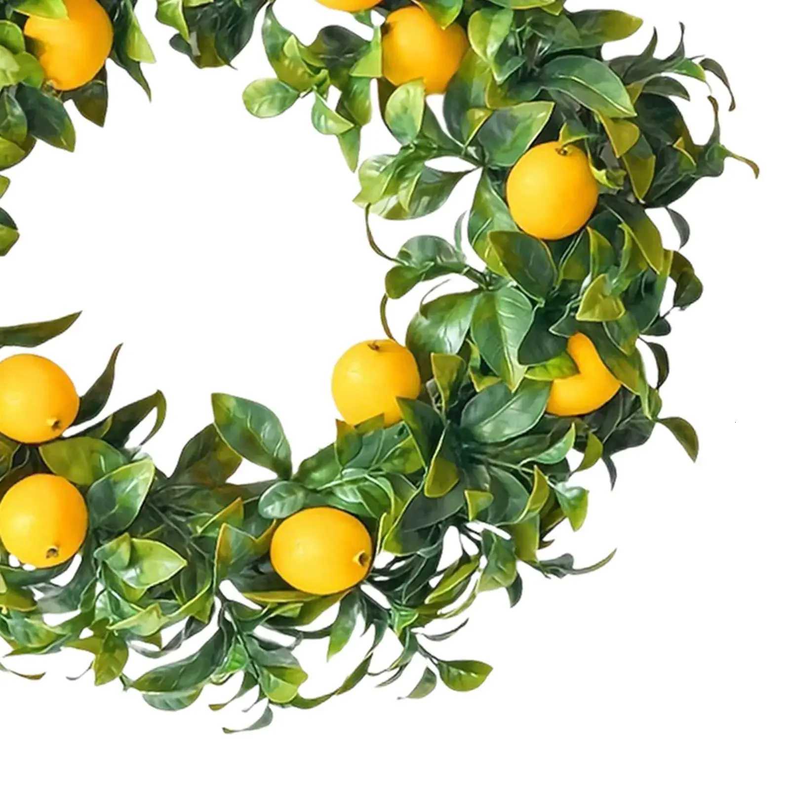 45cm Lemon Artificial Wreath Realistic Front Door Wreath Spring Summer Wreath for Farmhouse Yard Festival Garden Indoor OutdoorM251115