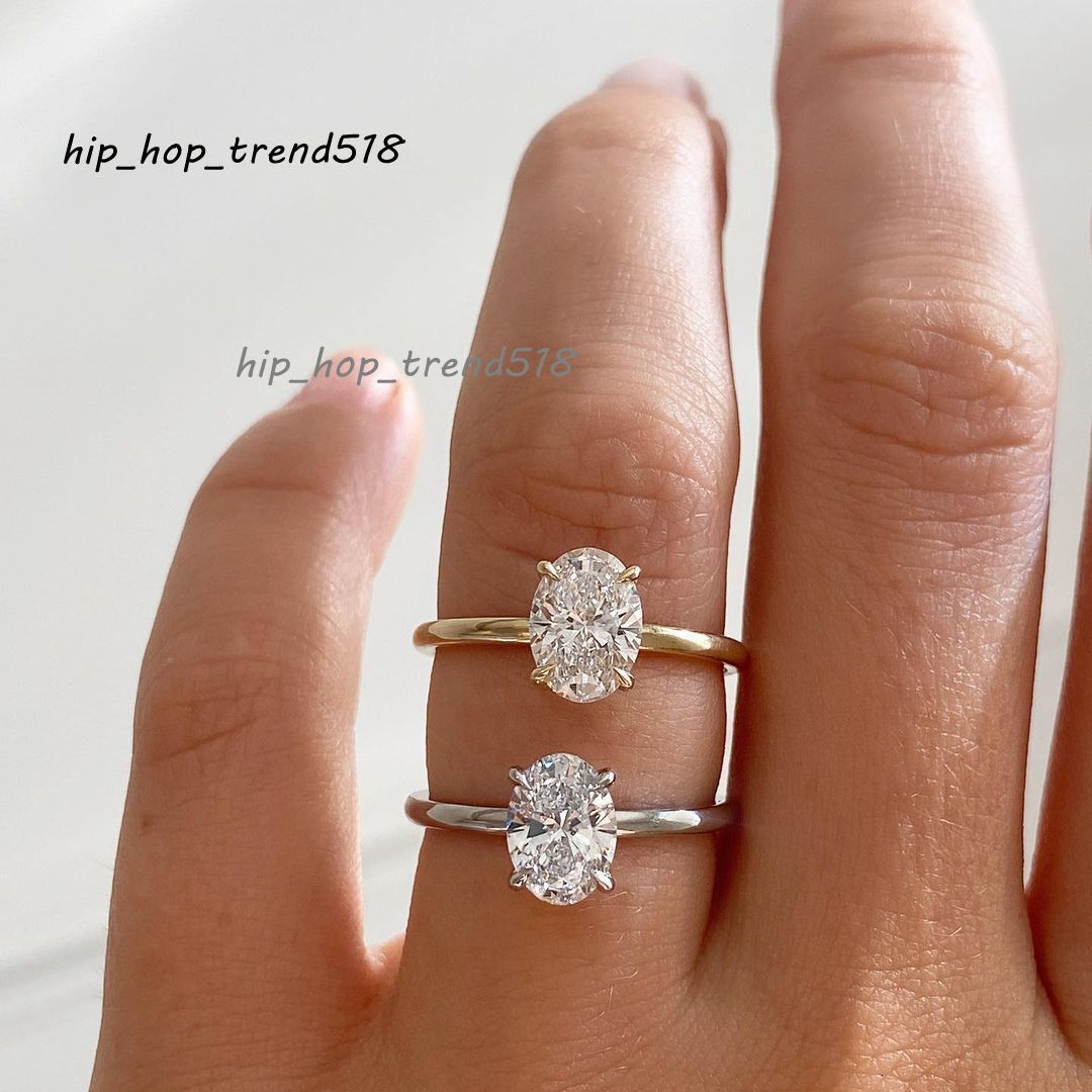 Single Oval Moissnaite Four Claw Pure 14k White Rose Yellow Color Solid Gold Ring 2 Grams Gold Solitaire Ring Price