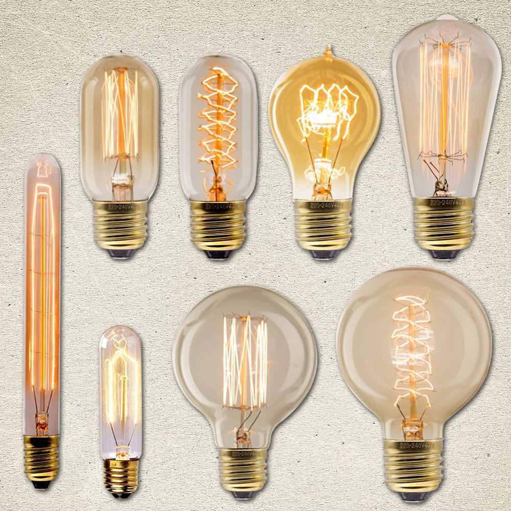 Retro Edison Bulb E27 220V 40W ST64 G80 G95 G125 Ampoule Vintage Edison Bulb Incandescent Lamp Filament Light Bulb Home Decor C251115