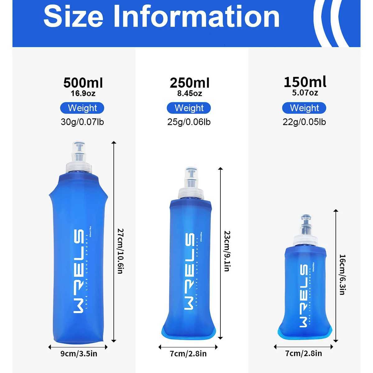 WRELS Soft Folding Water Bottle Collapsible Silicone Outdoor Sport Traveling Camp Hiking Cycling Running TPU Portable Water BagW251114