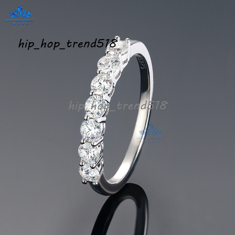 Fancy Custom New Arrival Design 0.1CT Moissanite Diamond INS Fashion 925 Silver Half Eternity Ring
