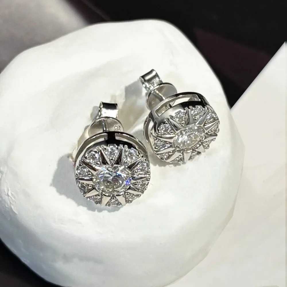 FEOBUR 10mm D Color Moissanite Cluster Stud Earrings for Women 925 Sterling Silver Diamond Ear Studs Man Hiphop Jewelry Gift W251115