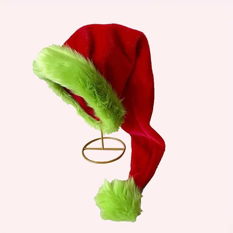 Shanghai-style woolen hat with heart-shaped brim Christmas hatfluorescent greenwith double-layered plush ball trim decoration Y251115