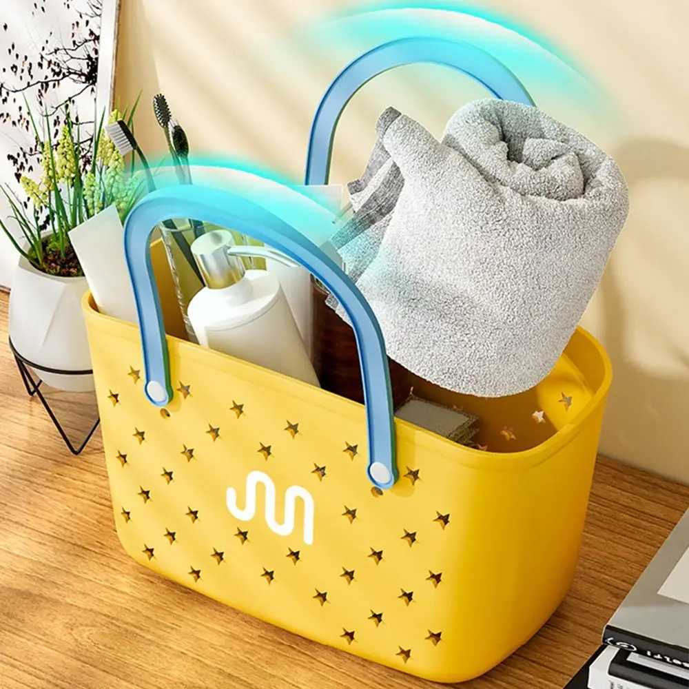 Fashionable hollow bathroom drainage basket waterproof creative summer beach bag laundry bag DIY picnic handbag W250415