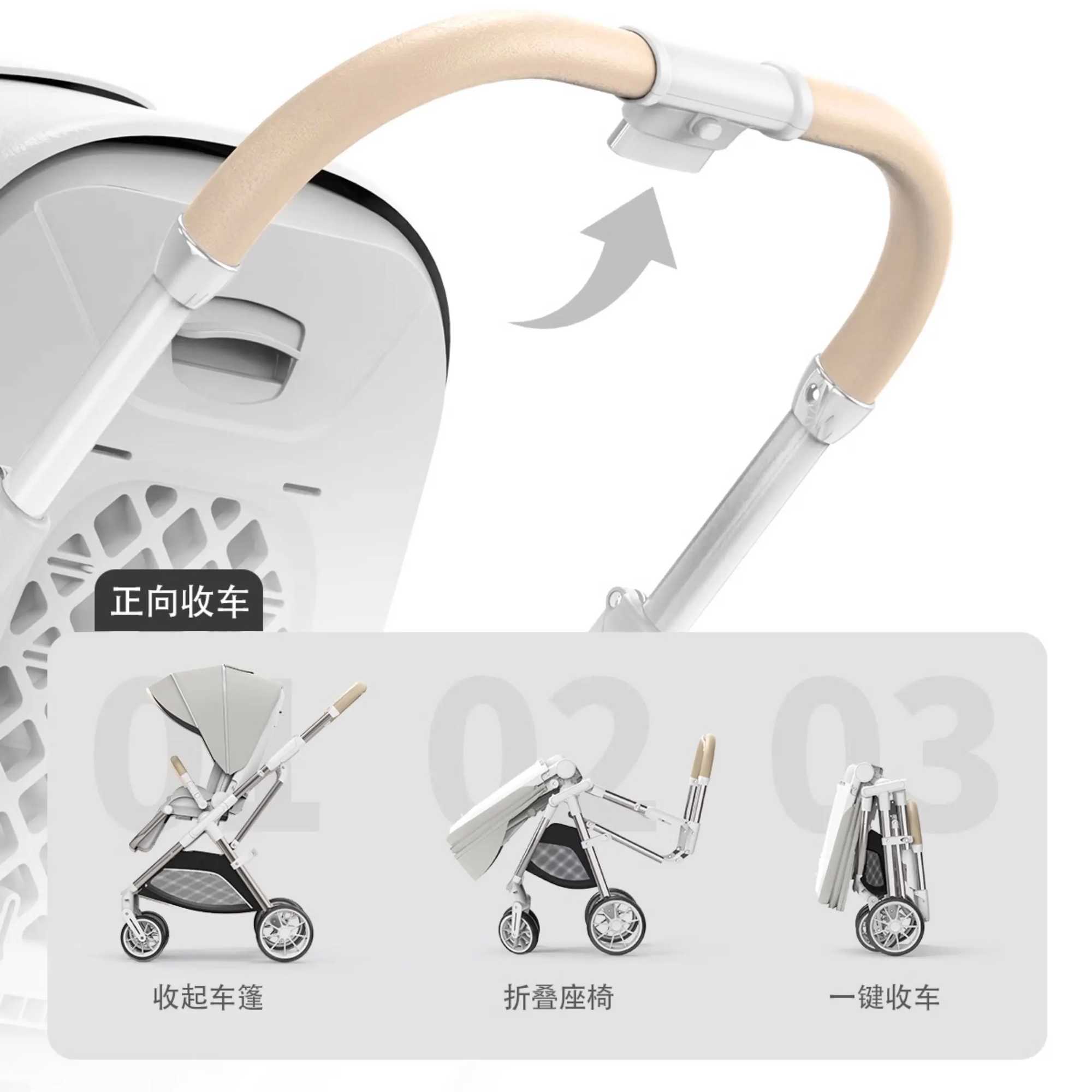 Aluminum alloy baby stroller folding travel cart can be used for newborn baby strollers with four-wheel anti rolling X250415