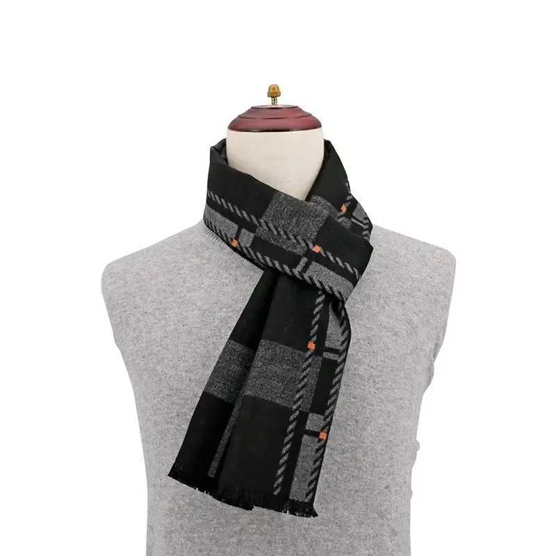Luxury 2024 Luxury Brand Winter Plaid Cashmere Scarf for Men Warm Neck Scarfs Male Business Scarves Long Mens Pashmina Shawl Y251115