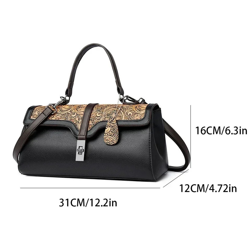 patented leather handbag fashionable floral womens handbag wallet high-quality large capacity womens shoulder bag 250410