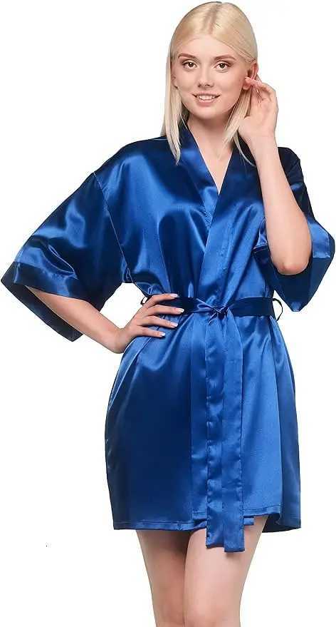 Pajamas women summer European and American ladies lace-up bathrobe sexy morning gown home dress can wear ice silk robe C251115