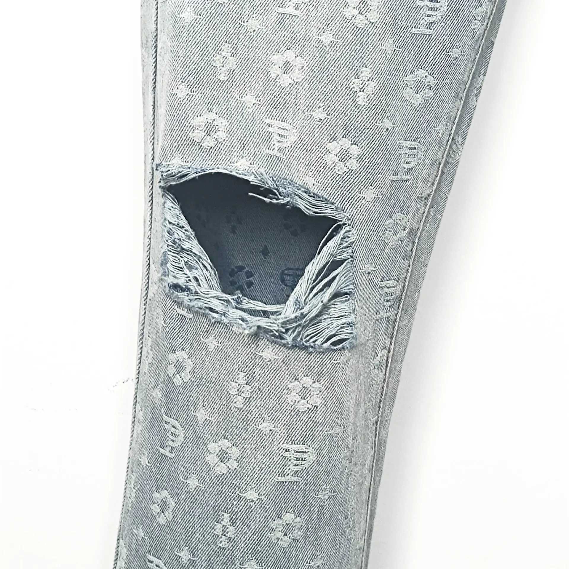 American jeans high striped torn white paint bet embroidered jeans brand pants X250415