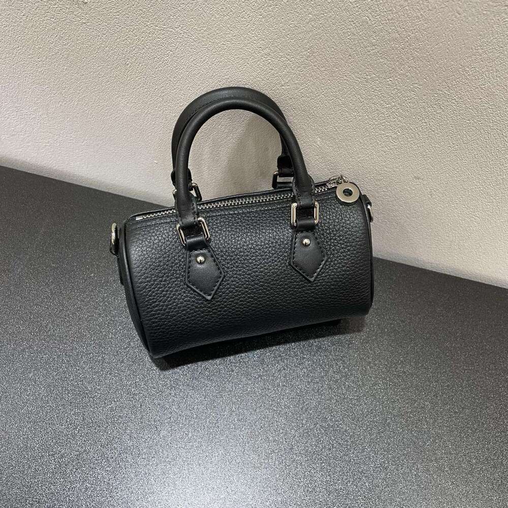 Mm Women's Bags Women's Boston Bowling New TC Cowhide Handbag Crossbody Niche Design Shoulder Bag