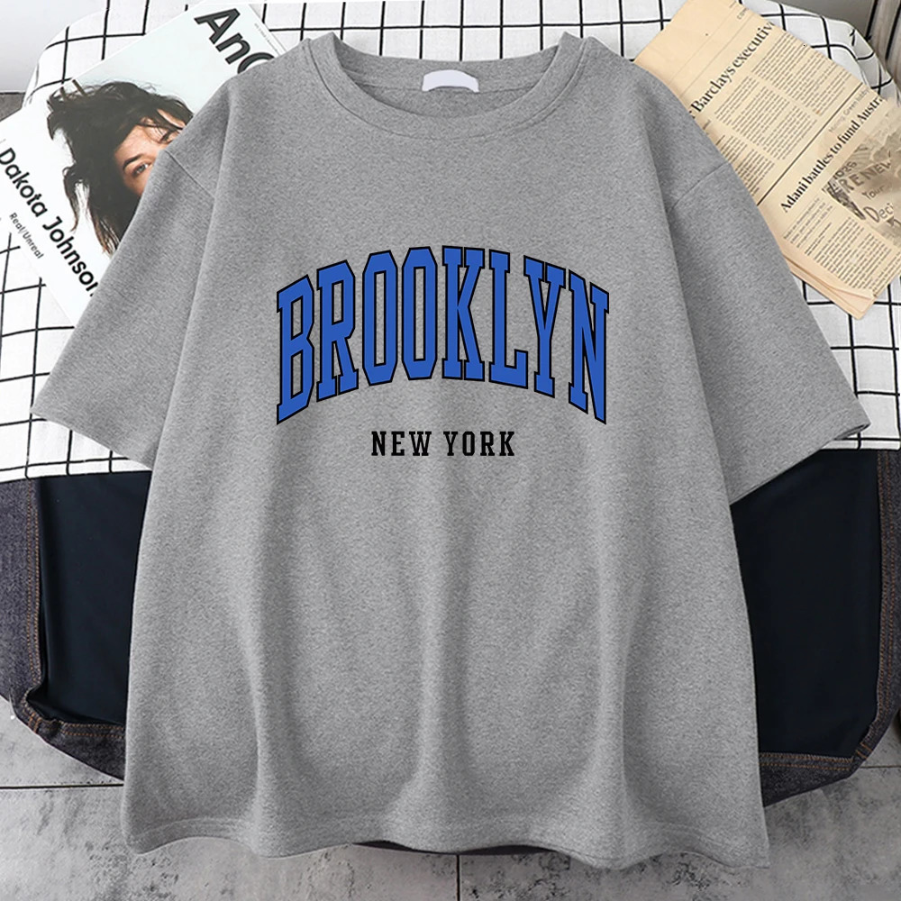 Brooklyn York Blue Women Tshirt Street Hip Hop T Shirt Sport Soft Cotton Clothing Plus Size Loose T Shirt Clothing 250415