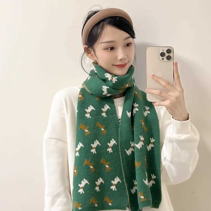 Luxury Fashion Knitted Long Scarf Women Winter Warm Animal Shawl Warps Female Neckerchief Scarf For Women Y251115