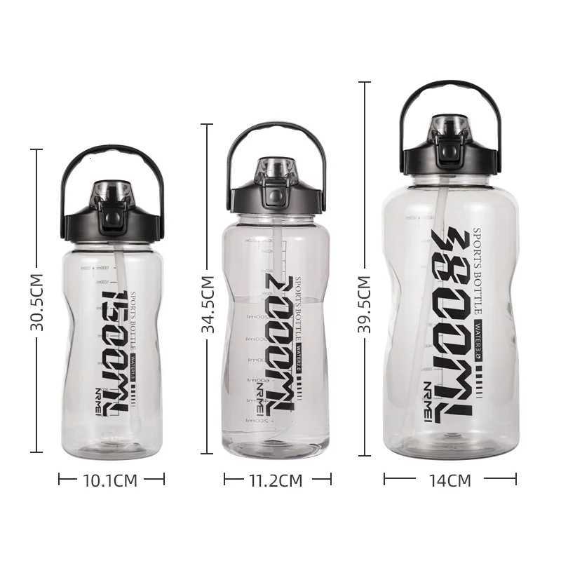 38L/2L/15L Gym Sports Bottles Water Cup Pc Material with Portable Straw Large Capacity Outdoor Anti-Fall Water Bottle for MenW251114