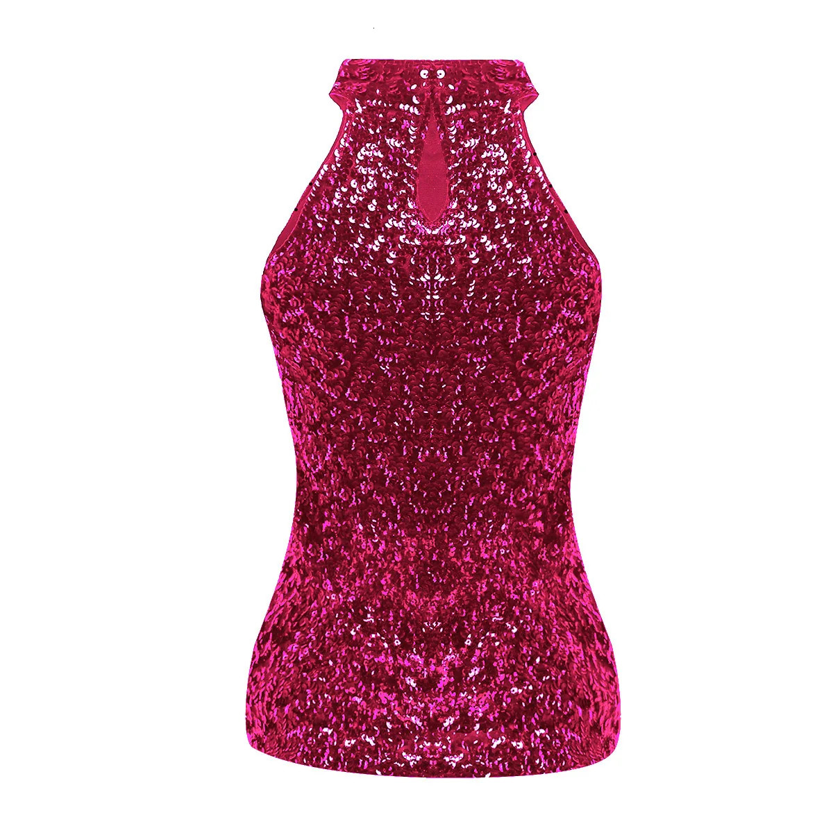 Womens Sequins Embellished Halter Neck Tanks Camis Rave Party Clubwear Costume Fashion Shimmer Flashy Sleeveless Vest Tank Tops 250415