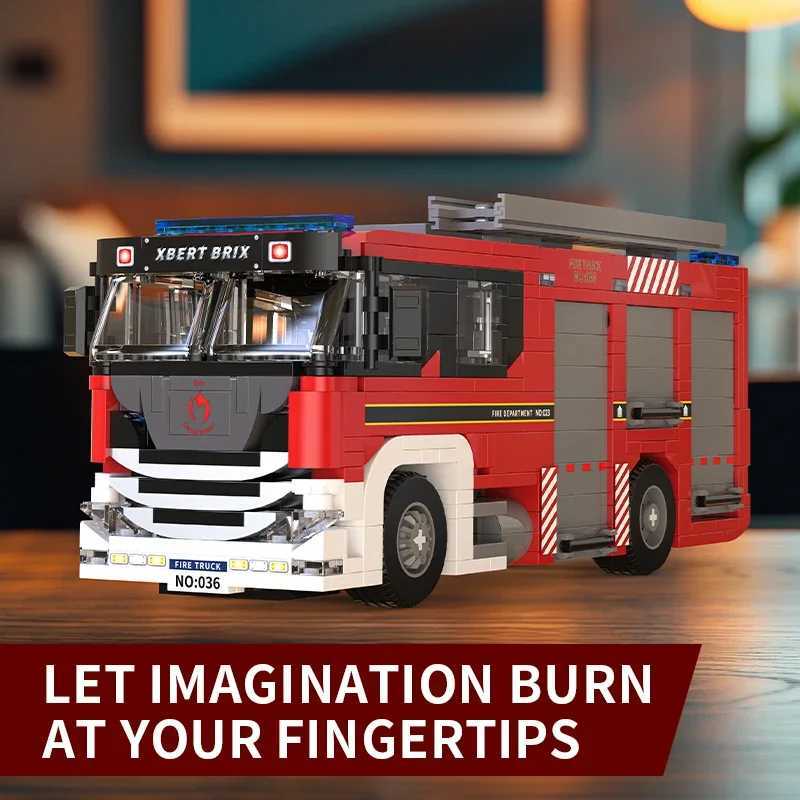 Free shipping 704PCS Fire Truck Building Blocks Ci Engineering Rescue Vehicle Model Bricks Educational DIY Toys Holiday Gifts For Kids