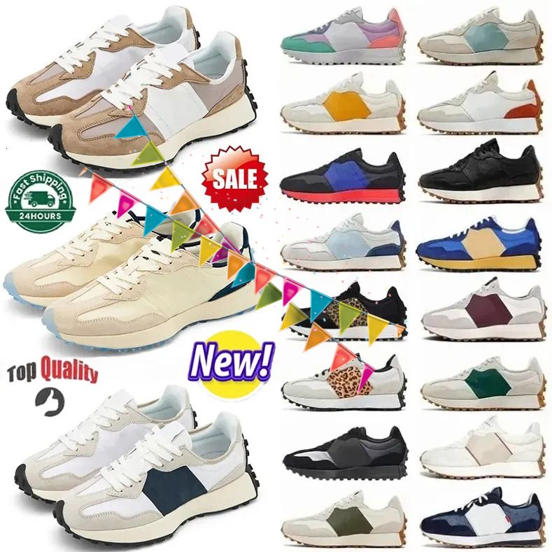 2025 New Running Shoes For Mens Womens Designer 327 Athletic Trainers Leopard Sea Salt Suede Oxford Beige Black White Grey Outdoors Sports Gym Sneakers