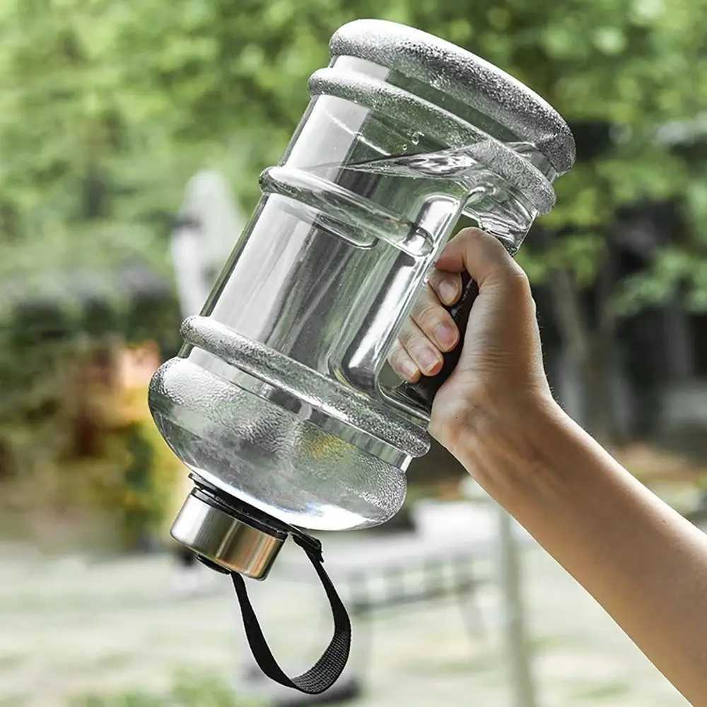 Training Sports Workout Drink Bottle 2L PETG Large Capacity Water Bottle Shaker Bottle With Handle Outdoor Gym Gallon BottleW251114