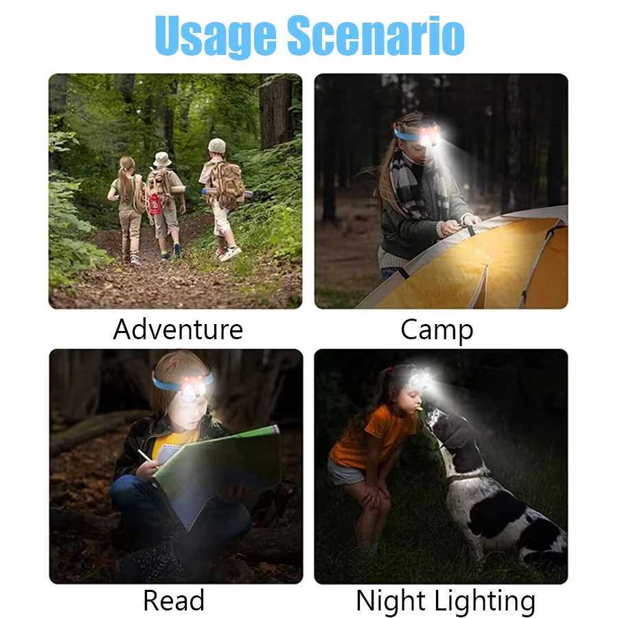 Portable LED Lantern Rechargeable Flashlight with 3 Modes Light Outdoor Waterproof Camping Hanging Headlight Set for Kids Gift M251115