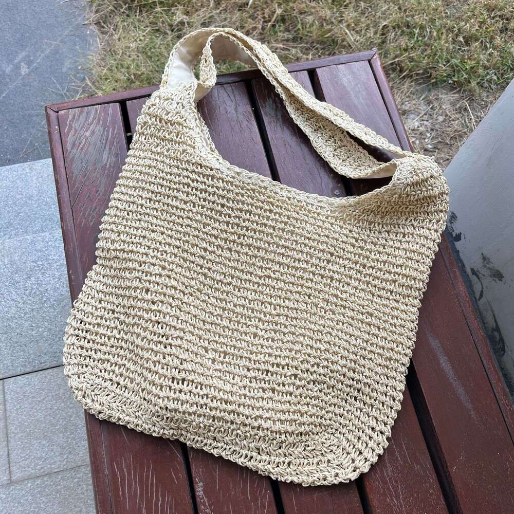 Handmade Beach Bag New Handmade Holiday Vegetable Basket Large Capacity Shoulder Handheld Grass Woven Bag Kq2