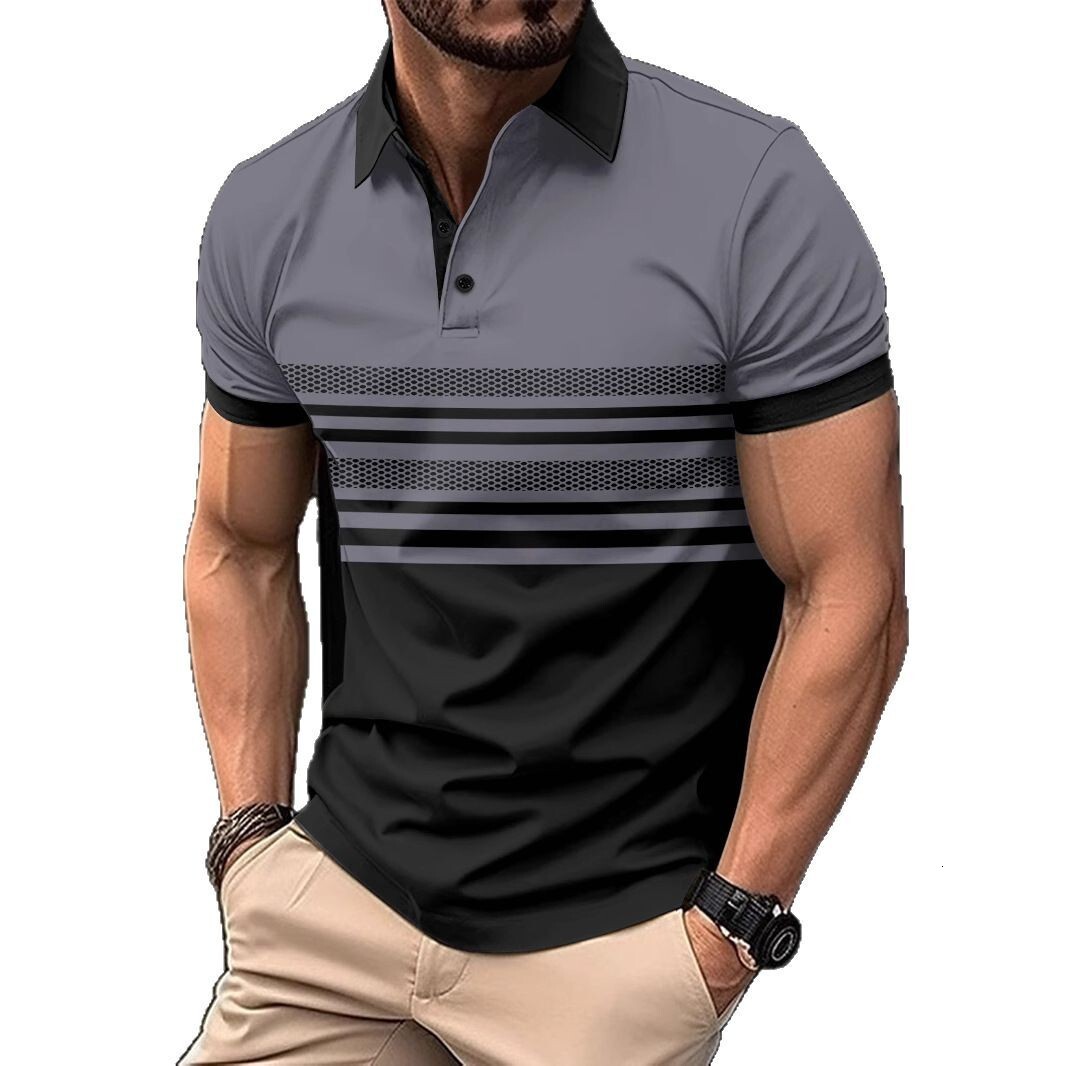 Quick sale fashion mens 3D printed polo shirt casual breathable mens sports polo top