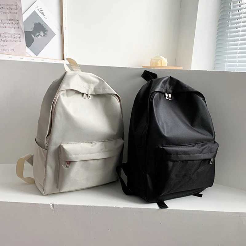 Korean Fashion Solid Backpack Student Schoolbag Women Men Large Capacity Travel Bag Fashion BackpackW251114