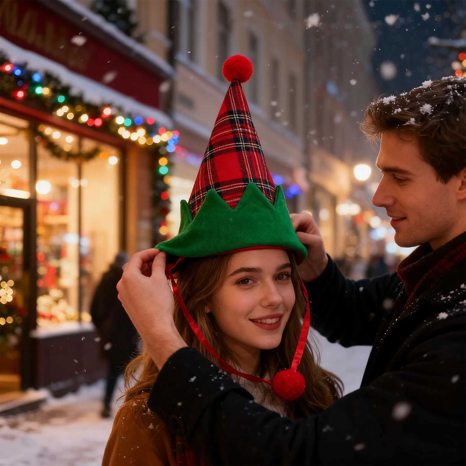 New Christmas Hat Christmas Atmosphere Hat With Ball Headdress Children Adults Christmas Gifts Holiday Party Decoration Supplies Y251115