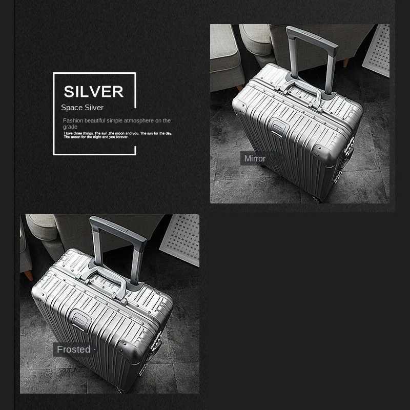 100 Aluminum Magnesium Alloy SuiTCase Designer Rolling Luggage Carry-on Cabin Travel SuiTCase Trolley Case 20/28/30 Inch K251114
