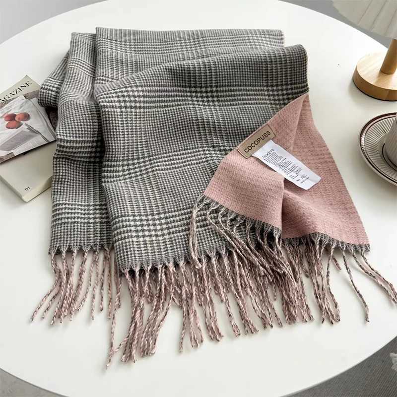 Luxury Luxury Plaid Print Cashmere Scarf for Women Pashmina Shawl Winter Wraps 2024 Warm Blanket Poncho Female Echarpe Bufanda Y251115