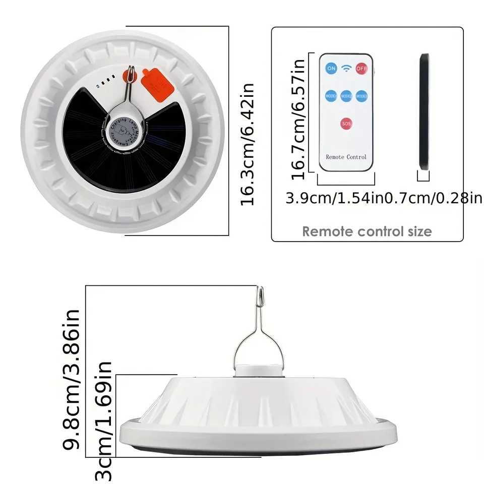 Solar Camping LightPortable Rechargeable LED Tent Lantern with USB ChargingRemote ControlPower Bank for OutdoorBBQFishing M251115