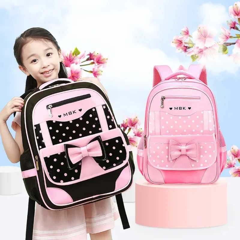 Korean Version Japanese Elementary School Student Backpack Bow Childrens Wave Point Girl Ergonomic Design Protects The SpineW251114