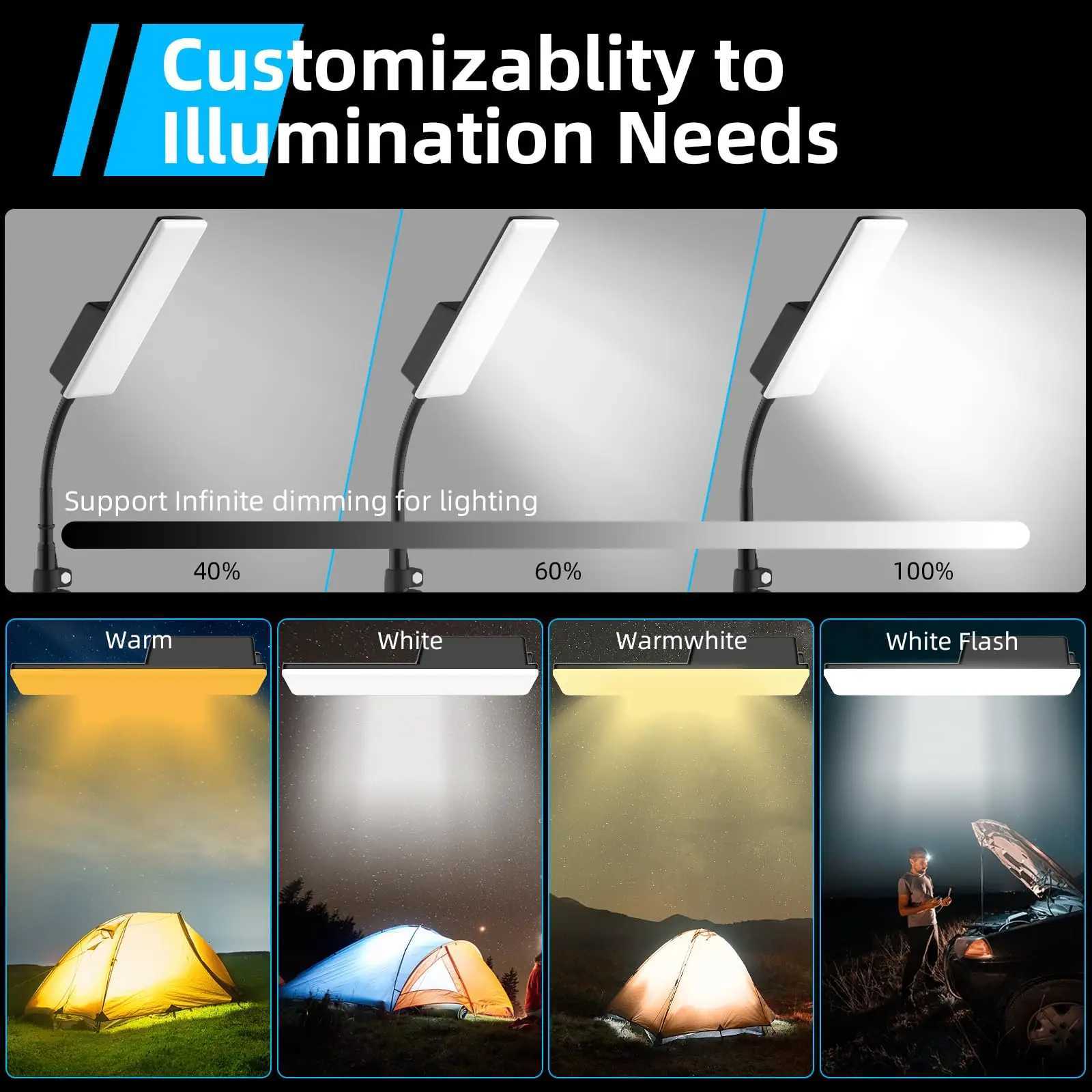 Camping Light Telescoping Lantern Light 10000mAh Rechargable 2500 Lumen Work Lights Adjustable Metal Telescoping Tripod 6Ft M251115