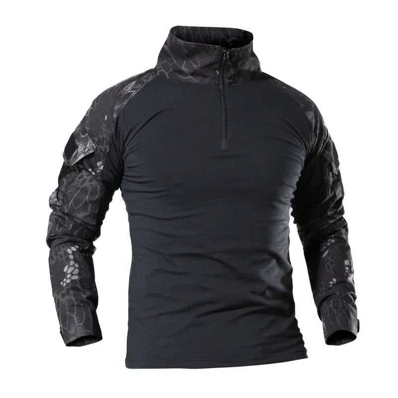 Men Tactical T Shirt Camouflage Long Seve Zipper Assault Frog Climbing Outdoor Shirt Hiking Uniform Club Prom Shirt Cool W250415
