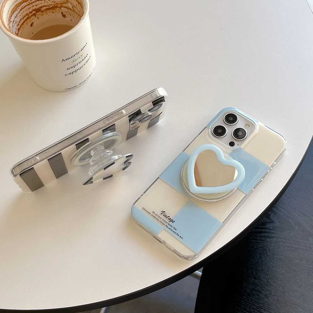 3D Cute Striped Black for Magnetic Holder Phone Case for iPhone 17 16 15 14 Pro Max 13 Mirror Back Cover for Women Girl J251202